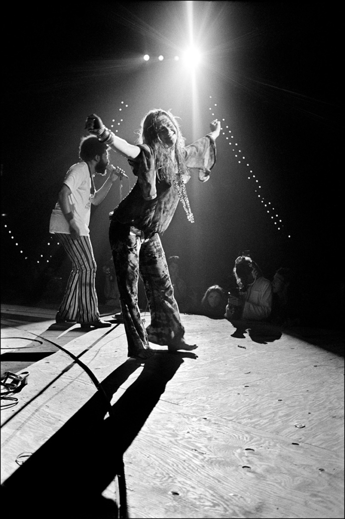 Janis Joplin performs at the Woodstock Music Festival in 1969. Photograph by Elliott Landy
